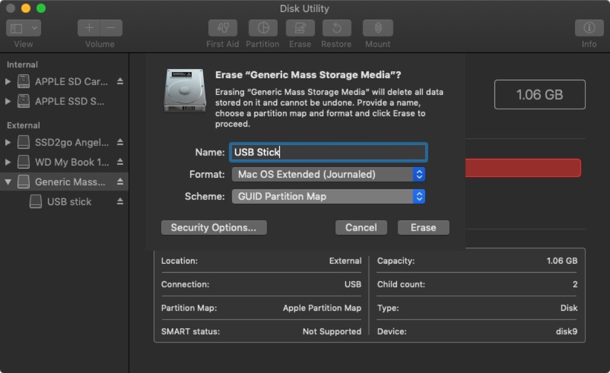 mac shortcut for disk utility
